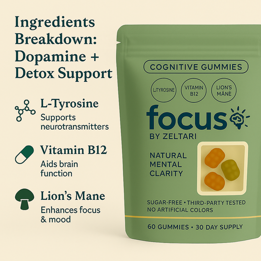 Focus Gummies - L-Tyrosine, Vitamin B12 & Lion's Mane