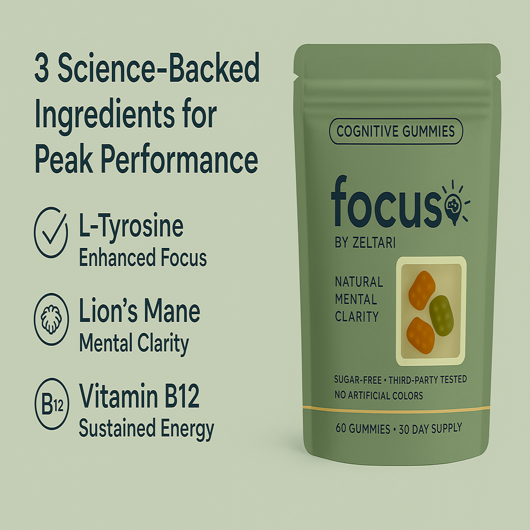 Focus Gummies - L-Tyrosine, Vitamin B12 & Lion's Mane